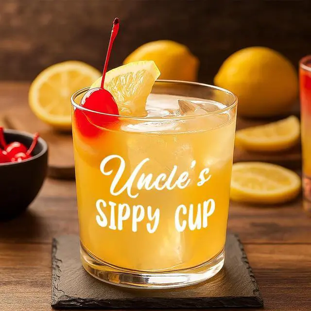Alt view image 4 of 7 - Uncles Sippy Cup Whiskey Glass, Birthday Christmas Whiskey Glass for Uncle from Aunt Nephew Niece 10 OZ Old Fashioned Glass with Gift Box