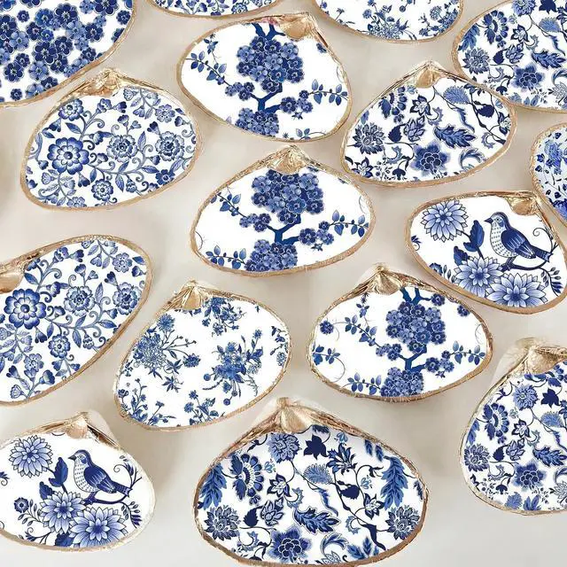 Alt view image 4 of 7 - Epakh 36 Pack 6 Style Blue and White Decoupage Chinoiserie Napkins, 13 inch | Assorted Floral Decorative Napkins Printed Cocktail Napkin Tissue Paper for Crafts DIY Shell Furniture Christmas Decor