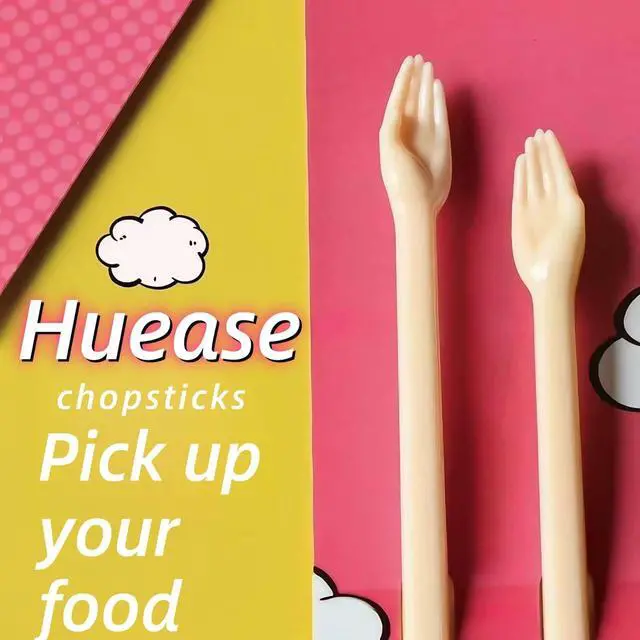 Alt view image 2 of 7 - Helping Hands Chopsticks, Chopsticks with Hands at the End Design, 9.5 Inches Non-Slip Grip Lightweight Reusable Chopstick, Fun & Functional Tableware Gifts (Hands 2 pairs)