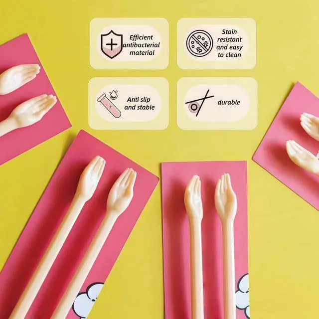 Alt view image 5 of 7 - Helping Hands Chopsticks, Chopsticks with Hands at the End Design, 9.5 Inches Non-Slip Grip Lightweight Reusable Chopstick, Fun & Functional Tableware Gifts (Hands 2 pairs)