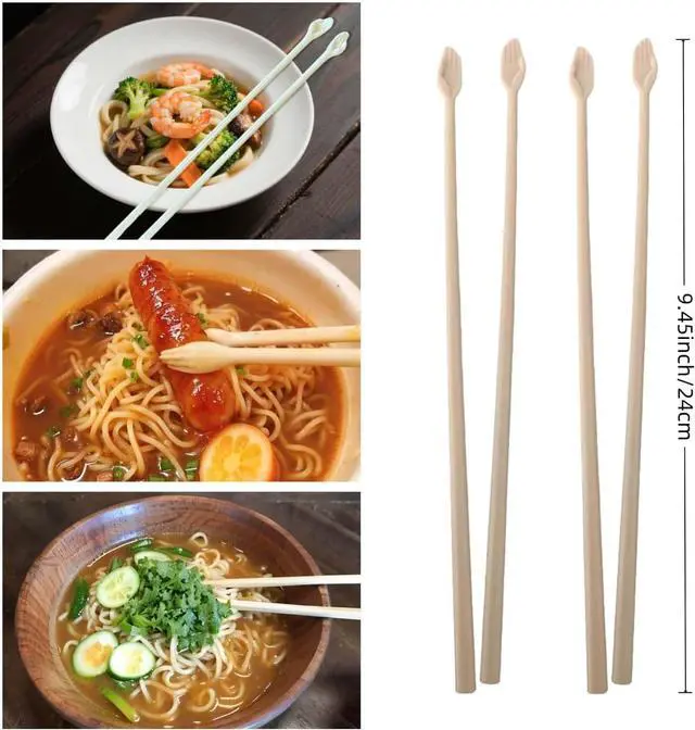 Alt view image 7 of 7 - Helping Hands Chopsticks, Chopsticks with Hands at the End Design, 9.5 Inches Non-Slip Grip Lightweight Reusable Chopstick, Fun & Functional Tableware Gifts (Hands 2 pairs)