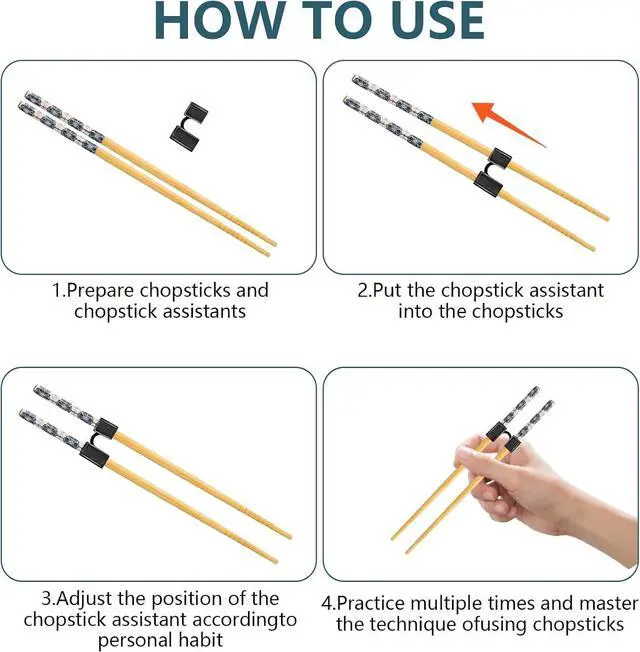 Alt view image 3 of 7 - 5 Pairs Training Chopsticks for Adults 8.86inch, Learning Easy Chopstick Trainer Beginners