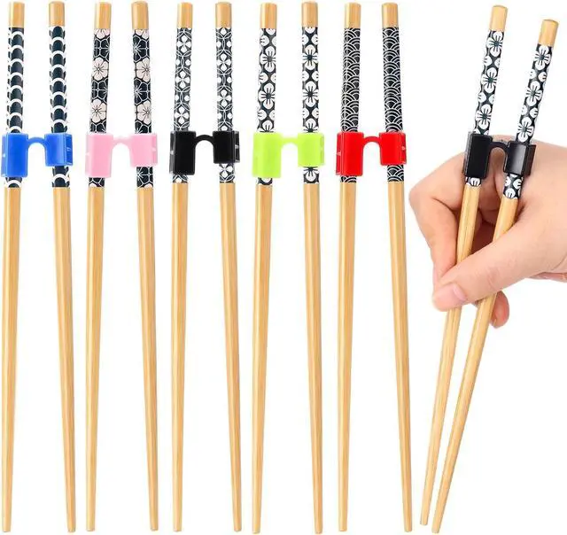Main image of 5 Pairs Wooden Training Chopsticks, 8.86 Inch Wooden Learning Chopsticks, Reusable Chopstick Helpers for Adults Trainers Beginners Learners