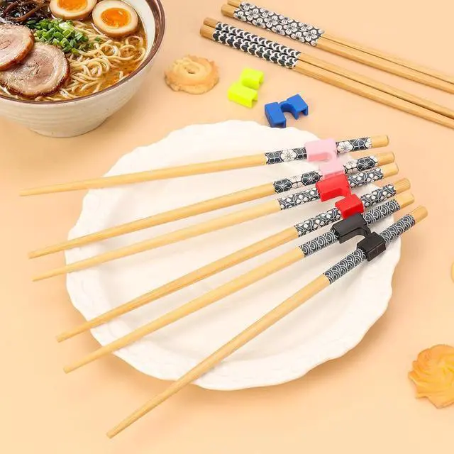 Alt view image 3 of 7 - 5 Pairs Wooden Training Chopsticks, 8.86 Inch Wooden Learning Chopsticks, Reusable Chopstick Helpers for Adults Trainers Beginners Learners