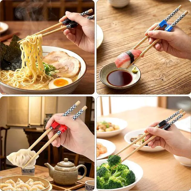 Alt view image 7 of 7 - 5 Pairs Wooden Training Chopsticks, 8.86 Inch Wooden Learning Chopsticks, Reusable Chopstick Helpers for Adults Trainers Beginners Learners