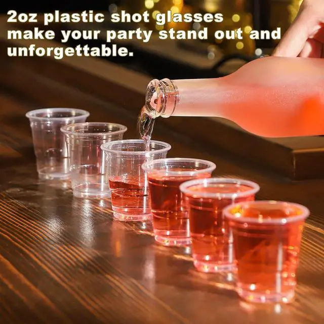Alt view image 2 of 6 - 100ct 2oz Mini Clear Shot Glasses, Disposable Small Plastic Cups for Parties, Weddings, Events | Bulk Pack, Clear