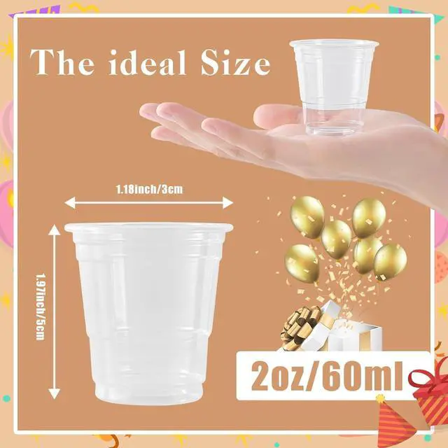 Alt view image 3 of 6 - 100ct 2oz Mini Clear Shot Glasses, Disposable Small Plastic Cups for Parties, Weddings, Events | Bulk Pack, Clear