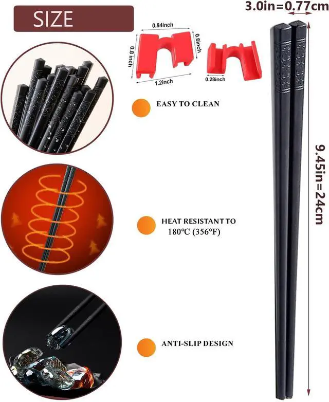 Alt view image 3 of 7 - 5 Pairs Reusable Training Chopsticks, 9.45 Inch Dishwasher Safe Fiberglass Japanese Training Chopsticks for Beginner, Non-Slip, Easy to Use(colorful)