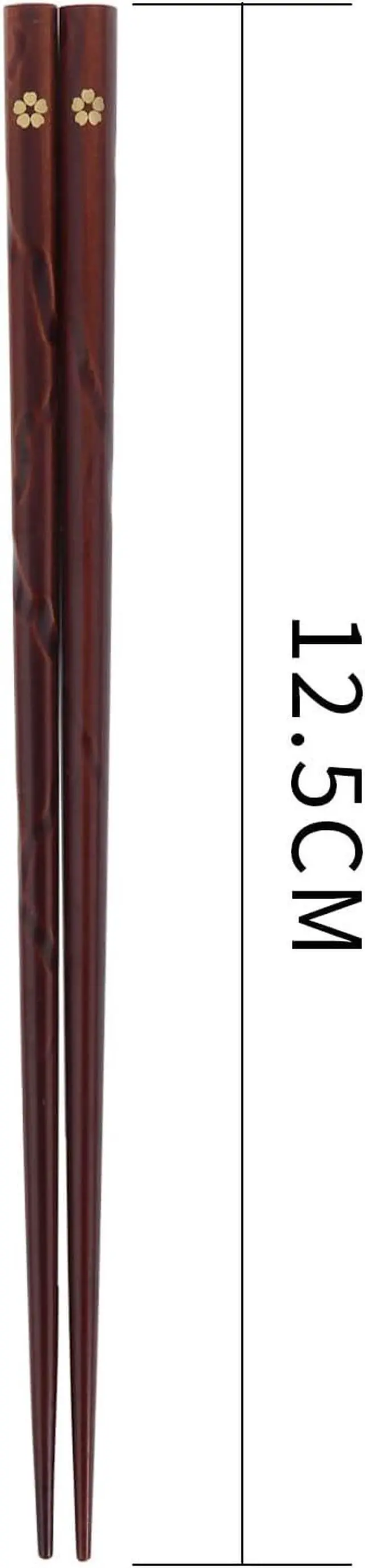 Alt view image 2 of 6 - Japanese Natural Wood Chopsticks, Reusable Classic Style Chopsticks Non-slip Design Chop Sticks 5 Pairs Gift Set