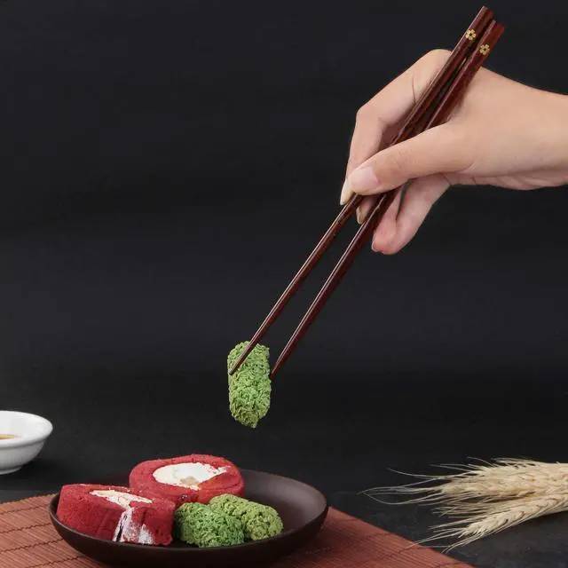 Alt view image 4 of 6 - Japanese Natural Wood Chopsticks, Reusable Classic Style Chopsticks Non-slip Design Chop Sticks 5 Pairs Gift Set