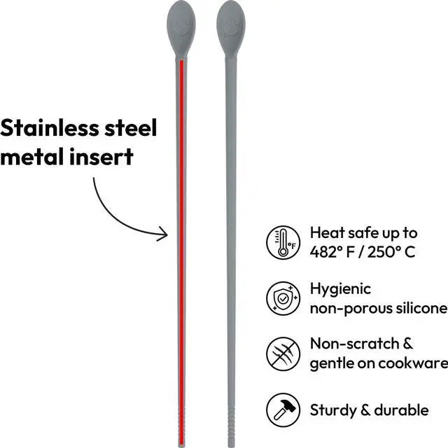 Alt view image 3 of 7 - Carrotez Silicone Cooking Chopsticks, 1 pair - Modern Grey | 12 Inches Long, Reusable, Heat Resistant, Non-Scratch, Gentle on Cookware