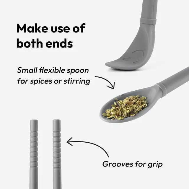 Alt view image 4 of 7 - Carrotez Silicone Cooking Chopsticks, 1 pair - Modern Grey | 12 Inches Long, Reusable, Heat Resistant, Non-Scratch, Gentle on Cookware