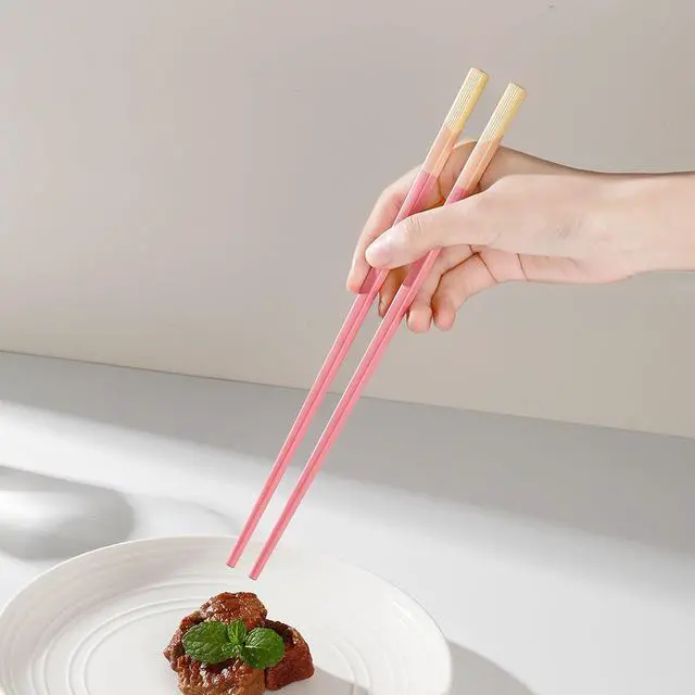 Alt view image 7 of 7 - 5 Pairs Pink Fiberglass Chopsticks, Non-Slip Reusable | Food-Safe, Heat-Resistant to 356°F, Dishwasher-Safe, Lightweight, Ergonomic Grip, Unique Family Set, Ideal for Sushi/Ramen