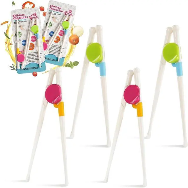 Main image of Chopsticks for Kids, 4 Pairs Training Kids Chopsticks | Beginners Baby Children Learning and Practice, Easy Grip, Fun Tools for Daily Meals, Home, School Lunch & Family Dining