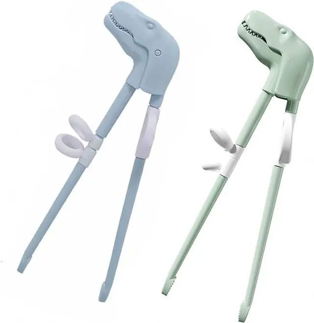 Main image of Dinosaur Training Chopsticks,2pcs Chopsticks For Kids ,Reusable Chopsticks Learning Chopstick Helper,Green+Blue