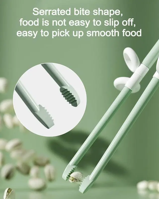 Alt view image 6 of 7 - Dinosaur Training Chopsticks,2pcs Chopsticks For Kids ,Reusable Chopsticks Learning Chopstick Helper,Green+Blue