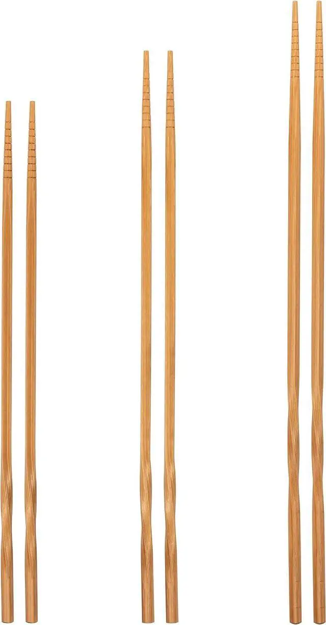 Main image of YOSUKATA Natural Wooden Long Cooking Chopsticks Set of 3 Pairs | 11.8 inch, 13-inch, 14.2 inch Brown Long Wok Wooden Chopsticks Reusable