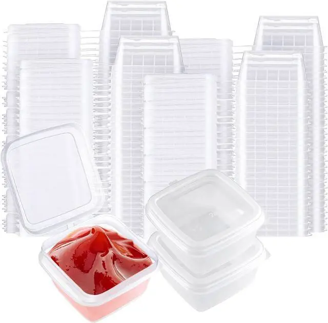 Main image of Square-shaped Disposable Sauce Cup Set - All-in-One Design with 4 Size Options, Convenient for Carrying and Use (1 oz.)