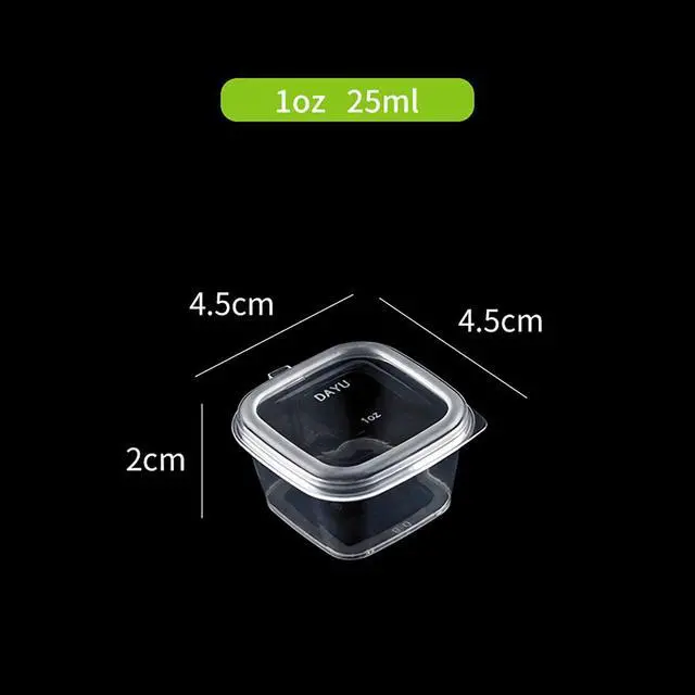 Alt view image 2 of 7 - Square-shaped Disposable Sauce Cup Set - All-in-One Design with 4 Size Options, Convenient for Carrying and Use (1 oz.)