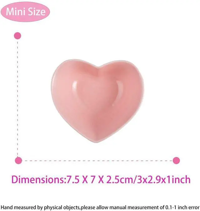 Alt view image 4 of 4 - Ceramic Heart Shape Sauce Dish,Multipurpose Mini Seasoning Dishes Sushi Dipping Bowl Appetizer Plates Serving Dish Saucers Bowl Love Wedding Gift (Set of 4) (Multicolor)