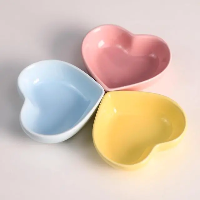 Alt view image 2 of 6 - Gaolinci Heart-Shaped Multipurpose Ceramic Sauce Dish Seasoning Dishes Sushi Dipping Bowl Appetizer Plates Serving Dish Saucers Bowl(Set of 6), Multiple Colour