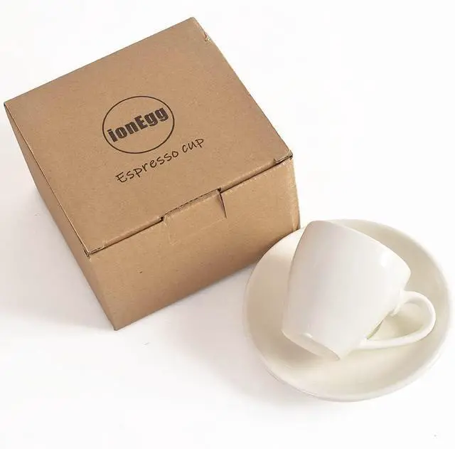 Alt view image 2 of 5 - ionEgg Porcelain Espresso Cup with Saucer, Espresso shot Cup, 80ml/2.7Oz, White