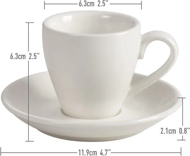 Alt view image 3 of 5 - ionEgg Porcelain Espresso Cup with Saucer, Espresso shot Cup, 80ml/2.7Oz, White