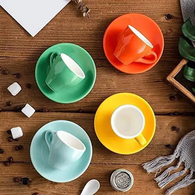 Alt view image 4 of 5 - ionEgg Porcelain Espresso Cup with Saucer, Espresso shot Cup, 80ml/2.7Oz, White
