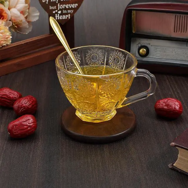 Alt view image 3 of 3 - 3.5 Inch 1PC Heat Resistant Chocolate Walnut Coaster Round Wood Flat Drinking Mat Tabletop Protection Wooden Coffee Cup Mug Holder Cushion Thermal Insulation Pad Saucers for Home Office
