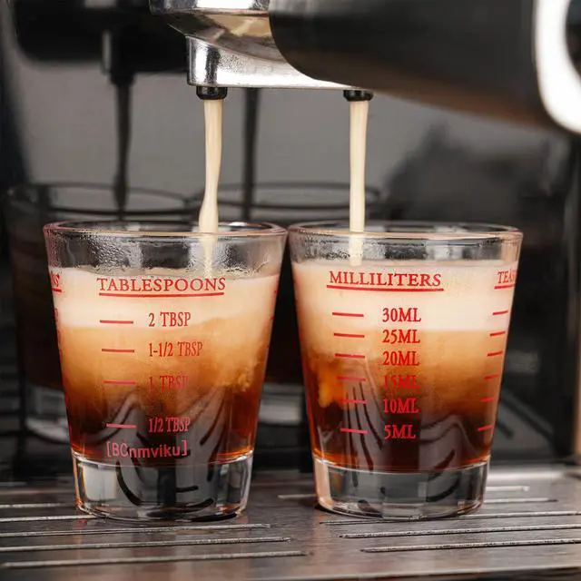 Alt view image 2 of 7 - Shot Glasses Measuring cup Espresso Shot Glass Liquid Heavy Wine 2 Pack 26-Incremental Measurement 1oz, 6 Tsp, 2 Tbs, 30ml (2 pack-red)