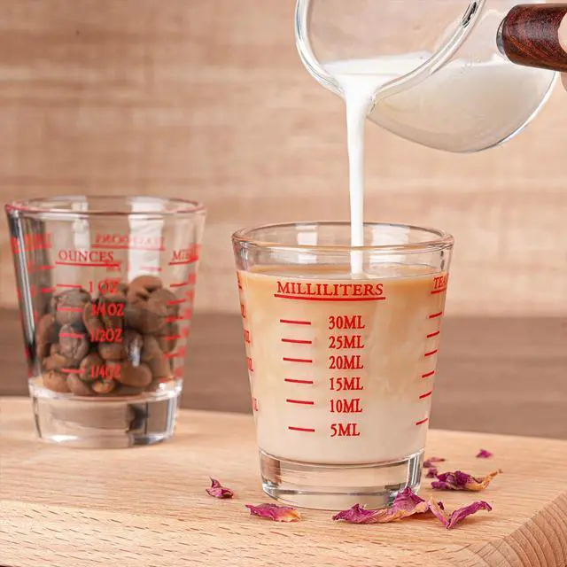 Alt view image 3 of 7 - Shot Glasses Measuring cup Espresso Shot Glass Liquid Heavy Wine 2 Pack 26-Incremental Measurement 1oz, 6 Tsp, 2 Tbs, 30ml (2 pack-red)