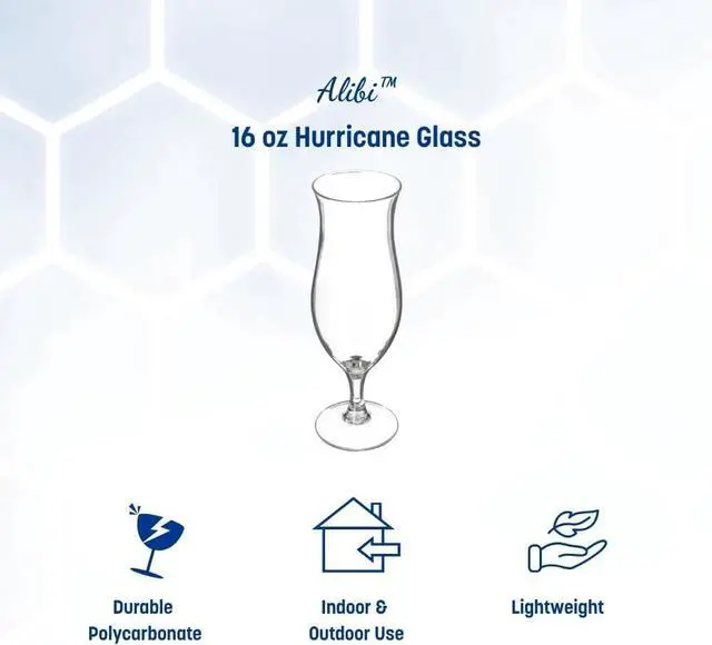 Alt view image 2 of 7 - Carlisle FoodService Products Alibi Hurricane Glass for Restaurants, Catering, Kitchens, Plastic, 16 Ounces, Clear