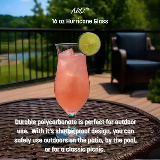 Alt view image 4 of 7 - Carlisle FoodService Products Alibi Hurricane Glass for Restaurants, Catering, Kitchens, Plastic, 16 Ounces, Clear
