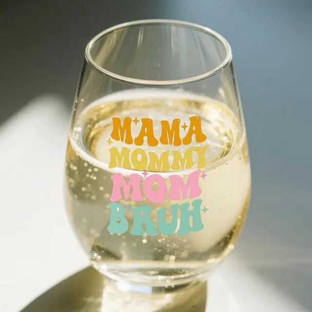 Alt view image 4 of 7 - Gifts for Mom from Daughter,Son,Kids,Mother's Day Gift,Christmas Birthday Present for Mom,Wife, Her, Grandma,Mama Mommy Bruh 15 Oz Wine Glass