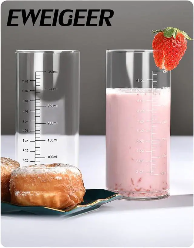 Alt view image 3 of 7 - Graduated Glass Cup With High And Low Temperature Resistance,Measuring Cup,Breakfast Milk Drinking Cup