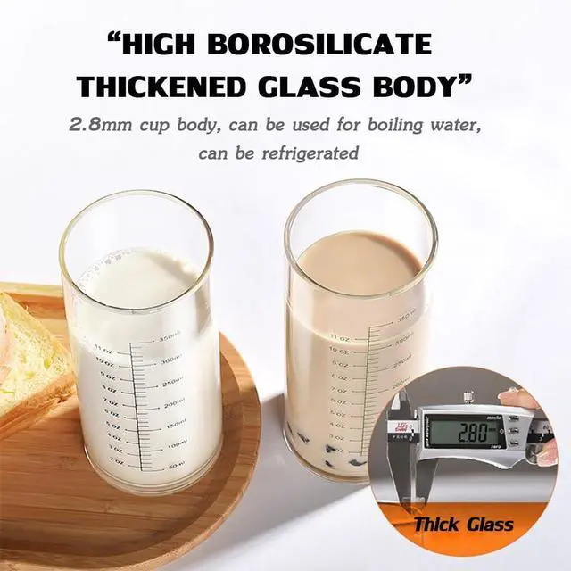 Alt view image 4 of 7 - Graduated Glass Cup With High And Low Temperature Resistance,Measuring Cup,Breakfast Milk Drinking Cup