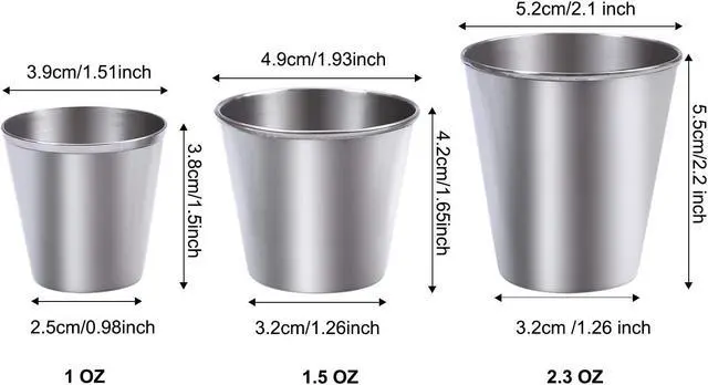 Alt view image 4 of 7 - Ruisita 12 Pieces Stainless Steel Shot Cups Stainless Steel Shot Glass Drinking Tumbler (1 Ounce/30 ml)