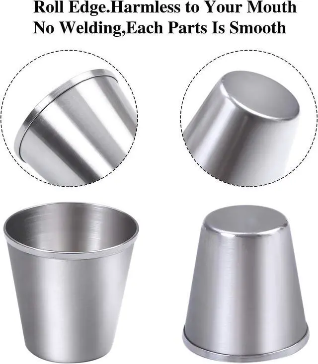 Alt view image 3 of 7 - Ruisita 12 Pieces Stainless Steel Shot Cups Stainless Steel Shot Glass Drinking Tumbler (1 Ounce/30 ml)