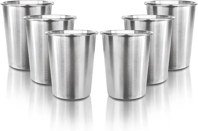 Main image of 6 Pack 8 oz Stainless Steel Kids Cups, Children's Pint Cups, Stackable Metal Cups, Shatterproof Drinking Glasses