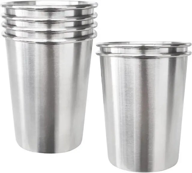Alt view image 2 of 7 - 6 Pack 8 oz Stainless Steel Kids Cups, Children's Pint Cups, Stackable Metal Cups, Shatterproof Drinking Glasses