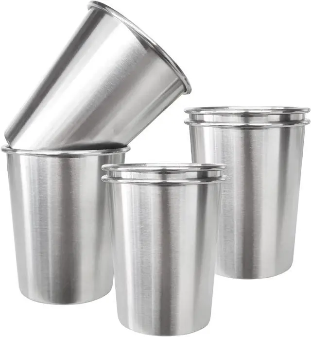Alt view image 3 of 7 - 6 Pack 8 oz Stainless Steel Kids Cups, Children's Pint Cups, Stackable Metal Cups, Shatterproof Drinking Glasses