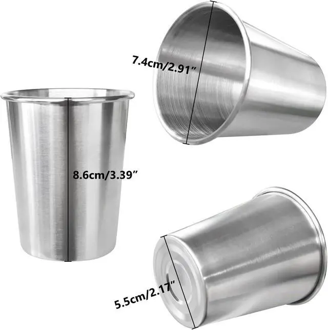 Alt view image 4 of 7 - 6 Pack 8 oz Stainless Steel Kids Cups, Children's Pint Cups, Stackable Metal Cups, Shatterproof Drinking Glasses