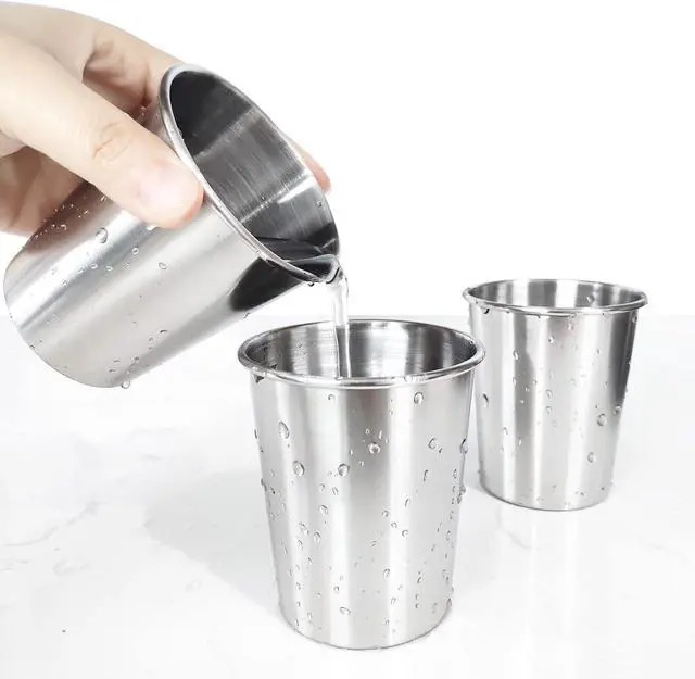 Alt view image 5 of 7 - 6 Pack 8 oz Stainless Steel Kids Cups, Children's Pint Cups, Stackable Metal Cups, Shatterproof Drinking Glasses