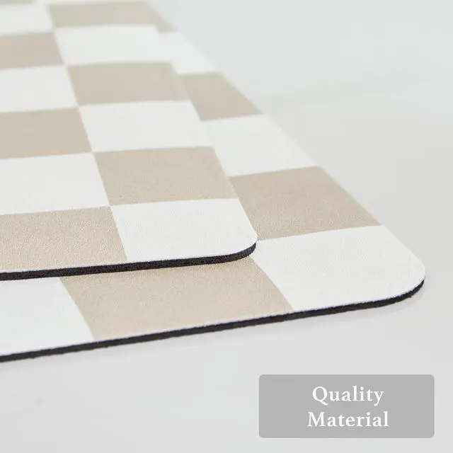 Alt view image 6 of 7 - Ohocut Checkered Dish Drying Mat for Kitchen Counter, Coffee Bar Station Accessories, Retro Cute Aesthetic Modern Absorbent Drainer Mat Kitchen Drying Mat Easy Clean, Beige 12" x 19"