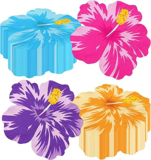 Main image of Tropical Napkins, Hawaiian Tropical Decoration 40pcs Luau Paper Floral Hibiscus Hawaiian Napkins For Summer Luau Party Supplies
