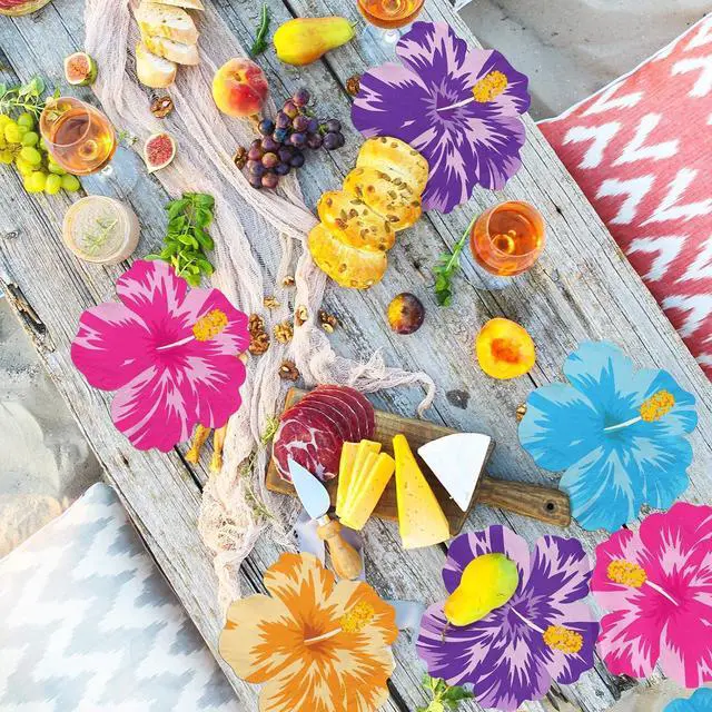 Alt view image 2 of 6 - Tropical Napkins, Hawaiian Tropical Decoration 40pcs Luau Paper Floral Hibiscus Hawaiian Napkins For Summer Luau Party Supplies