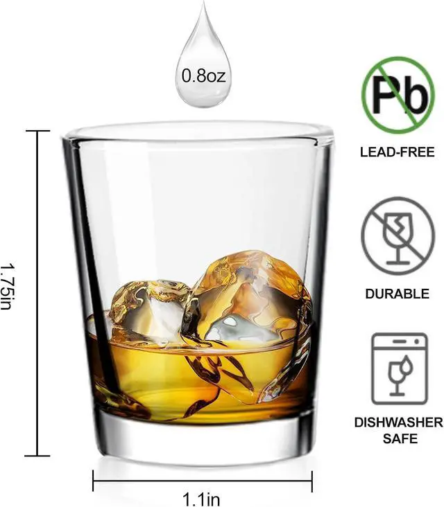 Alt view image 2 of 7 - Shot Glass,0.8 oz Mini Shot Glasses with Heavy Base,Small Shot Glass Set of 2,Medicine Cups Reusable Mouthwash Cups for Bathroom,Drinking Glass for Wine Tequila Vodka Whiskey
