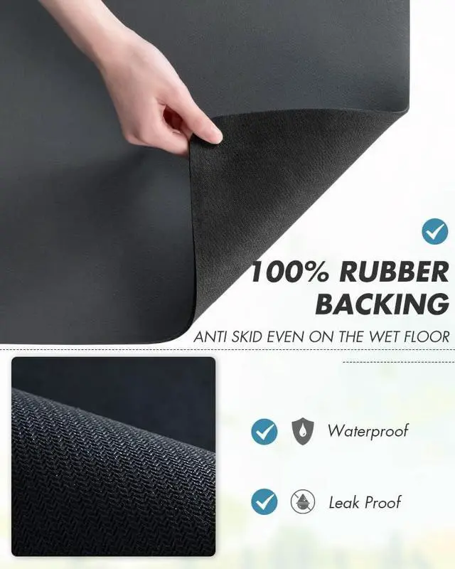 Alt view image 5 of 7 - AMOAMI Coffee Mat Dish Drying Mat for Kitchen Counter-Bar Accessories, Hide Stain, Rubber Backed, Absorbent, Fit Under Coffee Maker, Espresso Machine, Pot, Dish Rack, 12"x19", Dark Grey