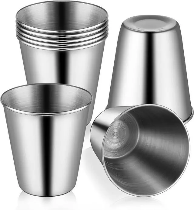 Main image of 8 Pcs Stainless Steel Shot Glasses, 2.36 Ounce Metal Shot Glass, Small Reusable Unbreakable Silver Shot Cups Barware Drinking Vessel Tumbler for Bar Home Restaurant Travel