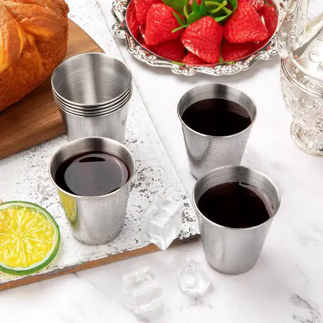 Alt view image 7 of 7 - 8 Pcs Stainless Steel Shot Glasses, 2.36 Ounce Metal Shot Glass, Small Reusable Unbreakable Silver Shot Cups Barware Drinking Vessel Tumbler for Bar Home Restaurant Travel